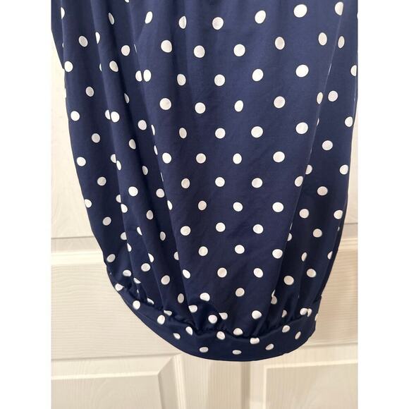NWOT Lands End Blouson Tummy Hiding Tankini Top in Deep Sea Polka Dot, 12P - Picture 4 of 6